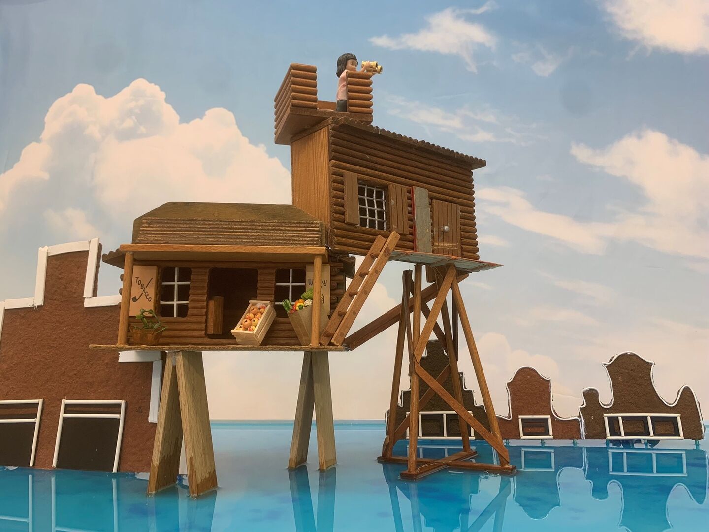 Huizen gemaakt op stelten boven water